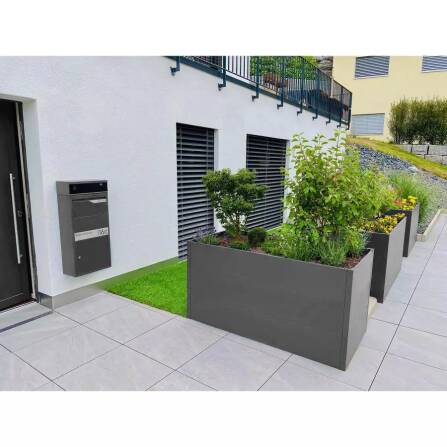 Metzler XXL Letto rialzato da giardino | Rivestito a polvere | Effetto ferro micaceo | 150 x 75 x 77 cm