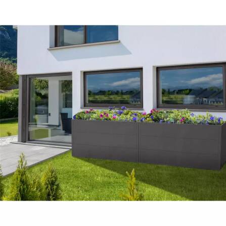 Metzler XXL Letto rialzato da giardino | Rivestito a polvere | Effetto ferro micaceo | 150 x 75 x 77 cm