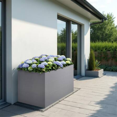 Metzler XXL Letto rialzato da giardino | Rivestito a polvere | Grigio | 150 x 75 x 77 cm