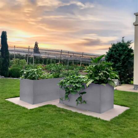 Metzler XXL Letto rialzato da giardino | Rivestito a polvere | Grigio | 150 x 75 x 77 cm