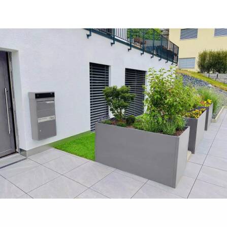 Metzler XXL Letto rialzato da giardino | Rivestito a polvere | Grigio | 150 x 75 x 77 cm