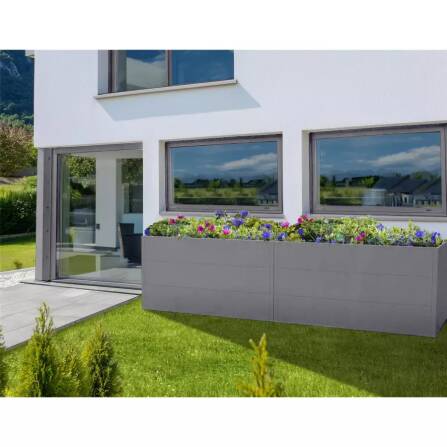 Metzler XXL Letto rialzato da giardino | Rivestito a polvere | Grigio | 150 x 75 x 77 cm