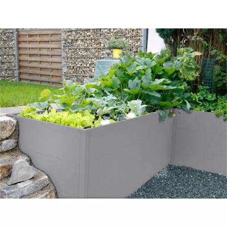 Metzler XXL Letto rialzato da giardino | Rivestito a polvere | Grigio | 150 x 75 x 77 cm
