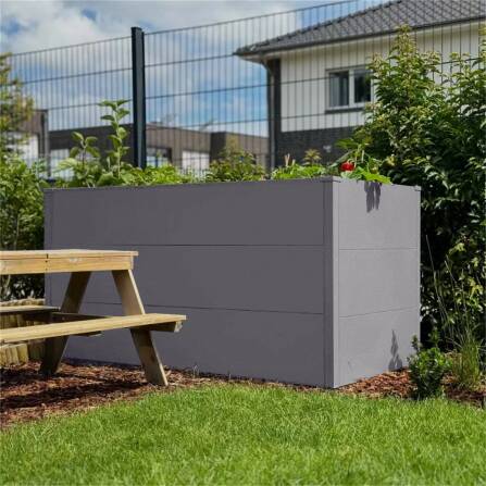 Metzler XXL Letto rialzato da giardino | Rivestito a polvere | Grigio | 150 x 75 x 77 cm