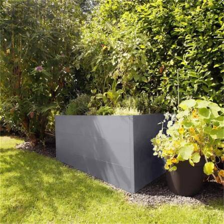 Metzler XXL Letto rialzato da giardino | Rivestito a polvere | Grigio | 150 x 75 x 77 cm