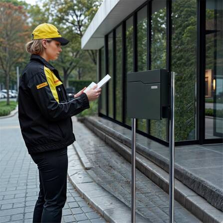 Metzler Standbriefkasten aus hochwertigem Stahl | Namensschild mit Papiereinleger | RAL 7016 Anthrazit | Hoffmann