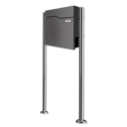 Metzler Standbriefkasten aus hochwertigem Stahl | Namensschild mit Papiereinleger | Eisenglimmer | Hoffmann