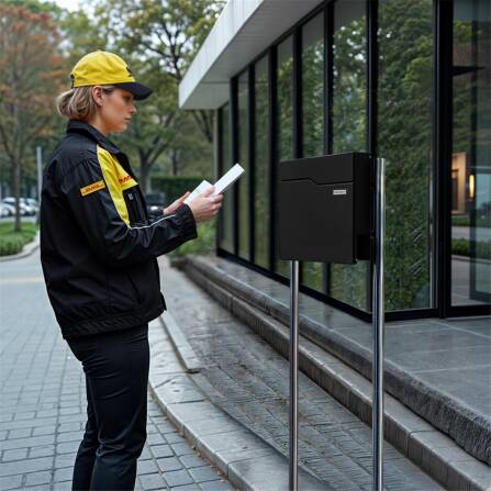 Metzler Cassetta delle lettere da terra in acciaio di alta qualità | Targhetta con inserto in carta | Nero | Hoffmann