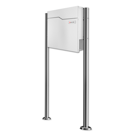 Metzler Boîte aux lettres avec support en acier inoxydable | Plaque de nom avec étiquette en papier | Blanc| Hoffmann