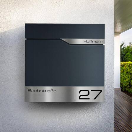Metzler Briefkasten mit Sichtfenster | Personalisiert mit Gravur | Edelstahl-Namensschild | Siebert SF