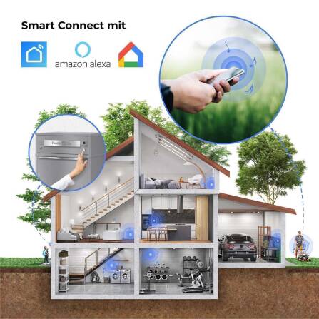 Metzler Boîte à colis avec sonnette sans fil et compartiment pour lettres | personnalisée avec gravure | Gris | Bispo sans fil