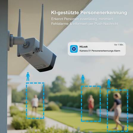 HiLook EasyLink WLAN Kit | 4 MP Bullet + PT Turret Überwachungskameras | WiFi NVS | Komplettset | Menschen- & Fahrzeugerkennung | Farbnachtsicht | 2-Wege-Audio | 24/7 Aufzeichnung | IKS-2044BTH-PH/W