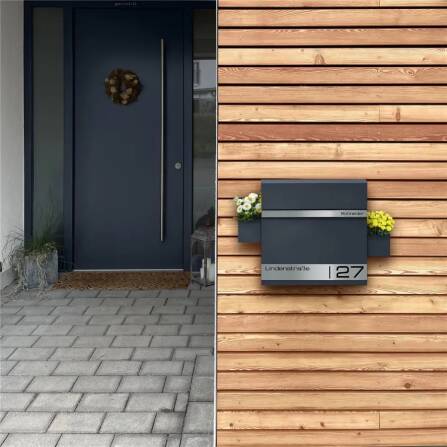 Metzler Briefkasten mit Lasergravur | Anthrazit | Stencil 2