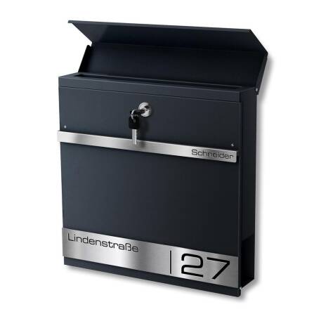 Metzler Briefkasten mit Lasergravur | Anthrazit | Stencil 2