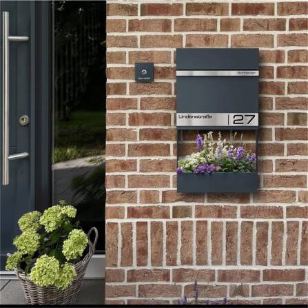 Metzler Briefkasten mit Lasergravur | Anthrazit | Stencil 2