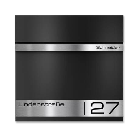 Metzler Briefkasten mit Lasergravur | Schwarz | Stencil 2