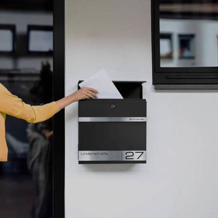 Metzler Briefkasten mit Lasergravur | Schwarz | Stencil 2