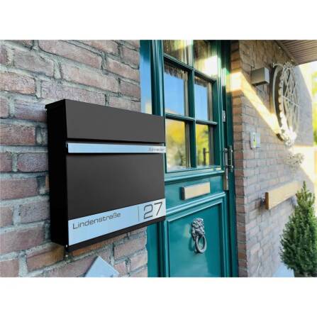 Metzler Briefkasten mit Lasergravur | Schwarz | Stencil 2