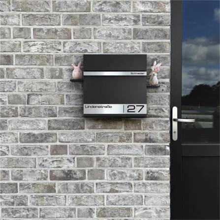 Metzler Briefkasten mit Lasergravur | Schwarz | Stencil 2