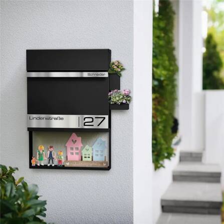 Metzler Briefkasten mit Lasergravur | Schwarz | Stencil 2