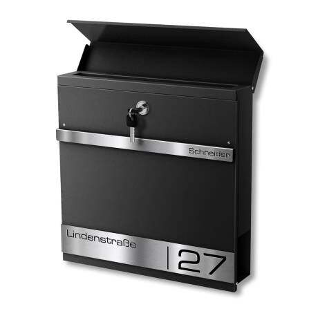 Metzler Briefkasten mit Lasergravur | Schwarz | Stencil 2