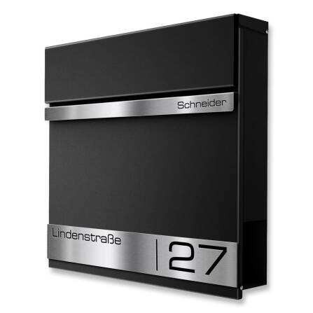 Metzler Briefkasten mit Lasergravur | Schwarz | Stencil 2