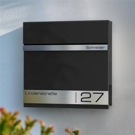 Metzler Briefkasten mit Lasergravur | Schwarz | Stencil 2