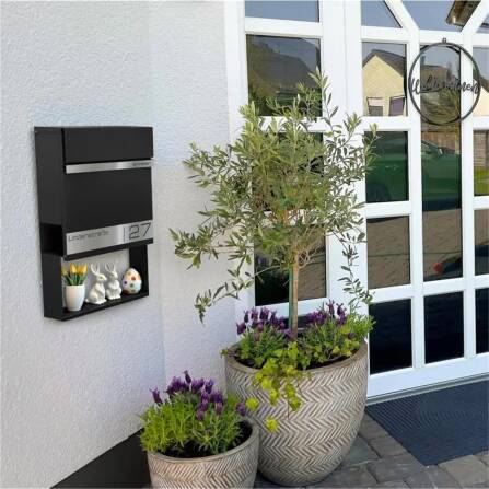 Metzler Briefkasten mit Lasergravur | Schwarz | Stencil 2