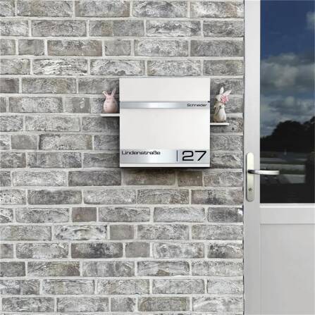 Metzler Cassetta postale con incisione laser | Bianco | Stencil 2