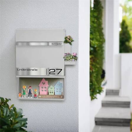 Metzler Cassetta postale con incisione laser | Bianco | Stencil 2