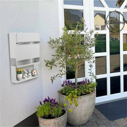 Metzler Cassetta postale con incisione laser | Bianco | Stencil 2