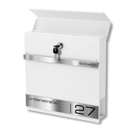 Metzler Cassetta postale con incisione laser | Bianco | Stencil 2
