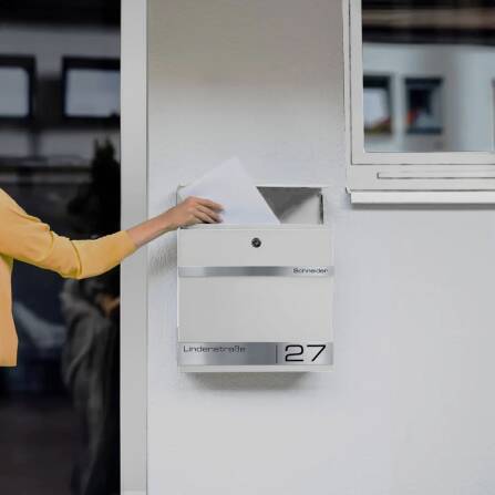 Metzler Cassetta postale con incisione laser | Bianco | Stencil 2