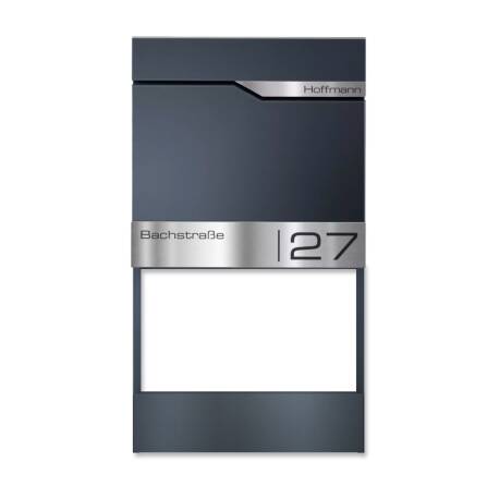 Metzler Briefkasten mit Blumenkasten | personalisiert mit Gravur | Edelstahl-Namensschild | Siebert Frame J