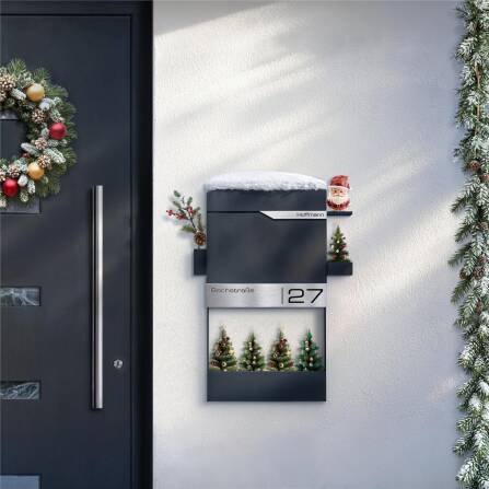 Metzler Briefkasten mit Blumenkasten | personalisiert mit Gravur | Edelstahl-Namensschild | Siebert Frame J