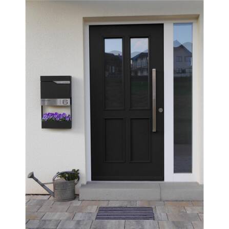 Metzler Briefkasten mit Blumenkasten | personalisiert mit Gravur | Schwarz | Siebert Frame J