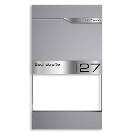 Metzler Briefkasten mit Blumenkasten | personalisiert mit Gravur | Grau | Siebert Frame J
