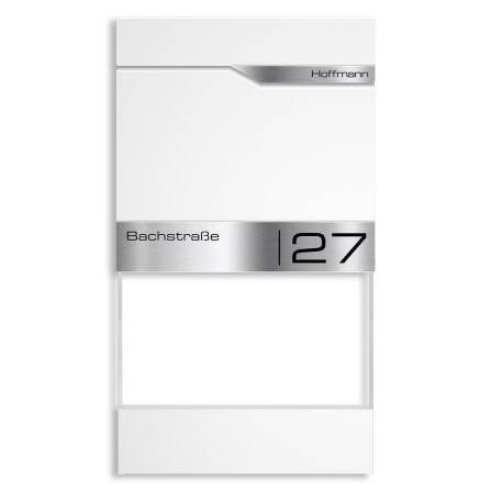 Metzler Briefkasten mit Blumenkasten | personalisiert mit Gravur | Weiß | Siebert Frame J