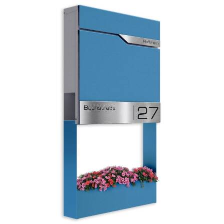 Metzler Briefkasten mit Blumenkasten | personalisiert mit Gravur | Wunschfarbe | Siebert Frame J