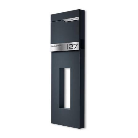 Metzler Briefkastenständer in RAL 7016 Anthrazit | Design Standfuß rostfrei | Anna 2