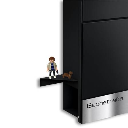 Metzler Regal für Briefkästen | Schwarz | Plate T