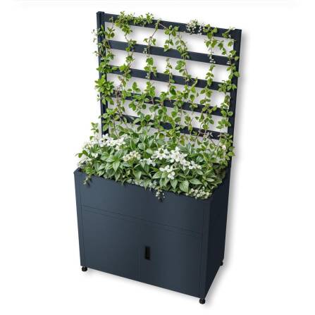 Metzler Hochbeet mit Stauraum | Pulverbeschichtet | mit Pflanzgitter | 100  x 190 x 50 cm