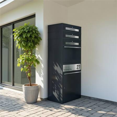 Metzler Boîte à colis avec 3 compartiments pour lettres | Boîte à colis inoxydable | personnalisée avec gravure | Anthracite | Bispo Max 2