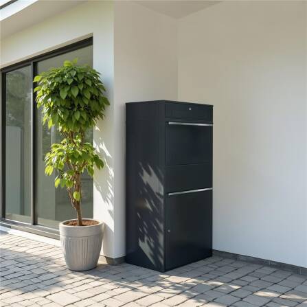 Metzler Paketbox XL mit Briefkasten | Paketkasten rostfrei | Anthrazit | Bispo Max