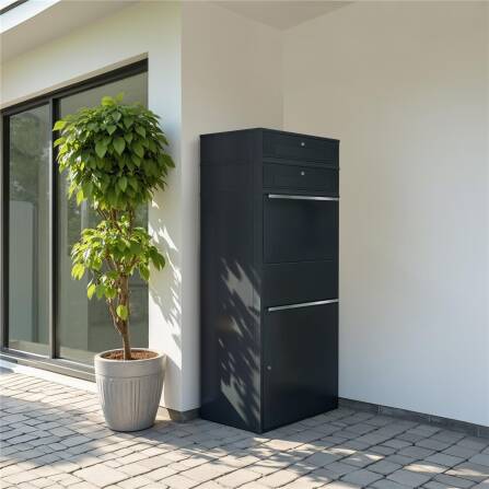 Metzler Paketbox XL mit 2 Briefkästen | Paketkasten rostfrei | Anthrazit | Bispo Max