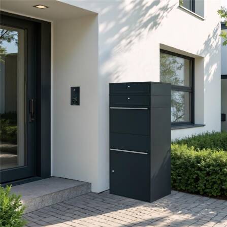 Metzler Paketbox XL mit 2 Briefkästen | Paketkasten rostfrei | Anthrazit | Bispo Max