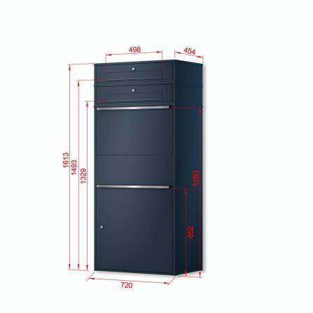 Metzler Paketbox XL mit 2 Briefkästen | Paketkasten rostfrei | Anthrazit | Bispo Max