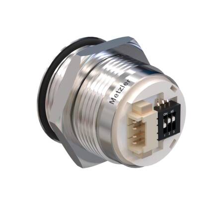 Metzler - Drucktaster 19mm - LED Ringbeleuchtung RGB-Farbwahl per Schalter - IP67 IK10 - Edelstahl - Flach - Kabelanschluss