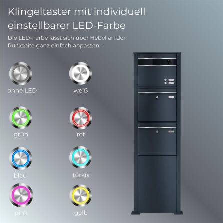 Metzler Standbriefkasten mit Video-Türsprechanlage für Zweifamilienhaus VDM10 | Anthrazit RAL 7016