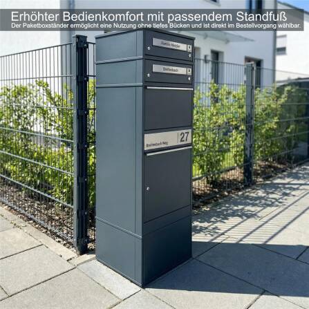 Metzler Funk-Paketbox mit Klingel & Briefkasten |  personalisiert mit Gravur | Edelstahl-Namensschilder | Bispo Funk